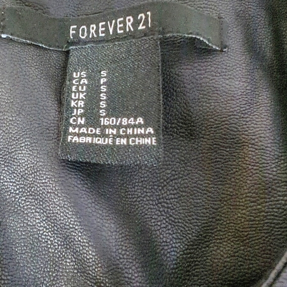- faux leather peplum top S Forever 21 EUC - Picture 2 of 3